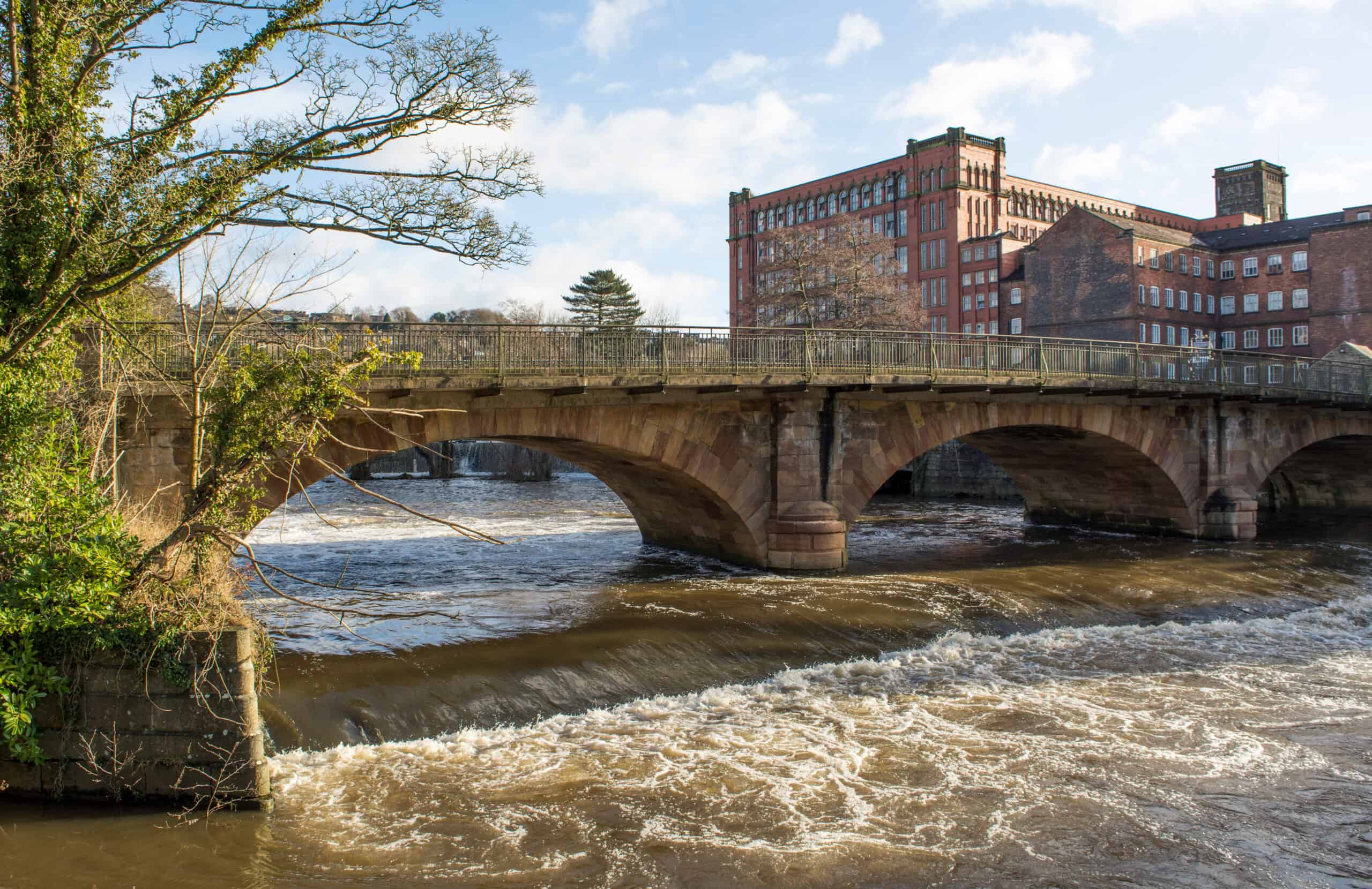 Old Derbyshire bridge and mill building