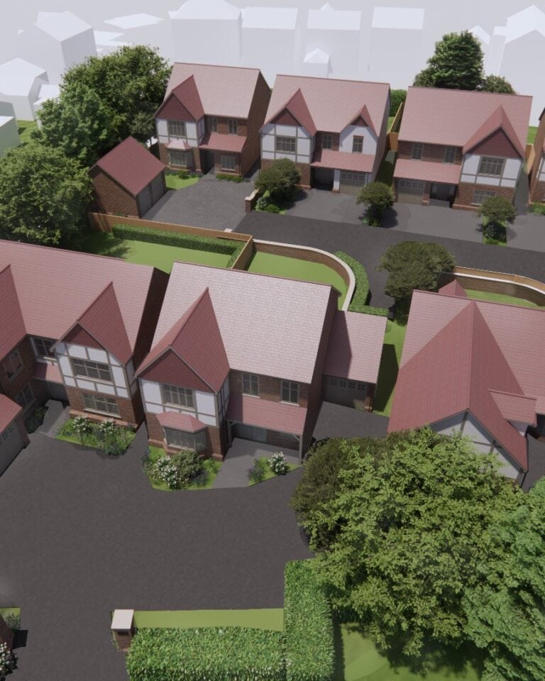 Aerial visual of a residential development at Wirksworth, Derbyshire, by Planning & Design Practice