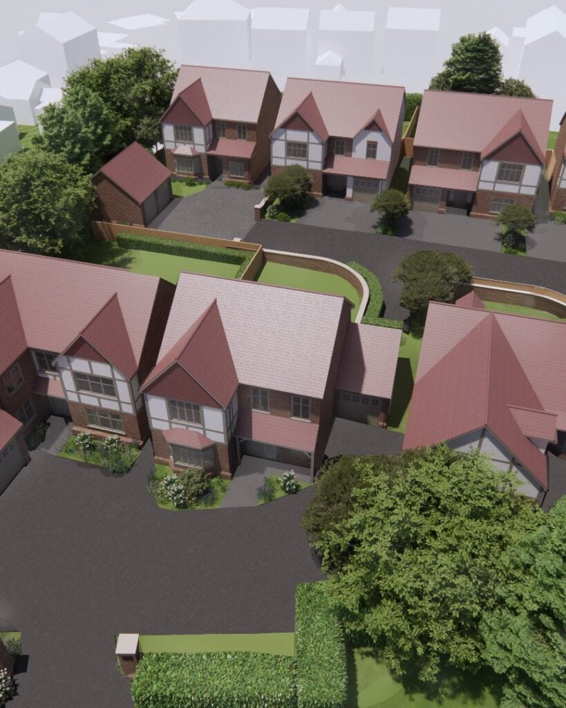 Aerial visual of a residential development at Wirksworth, Derbyshire, by Planning & Design Practice